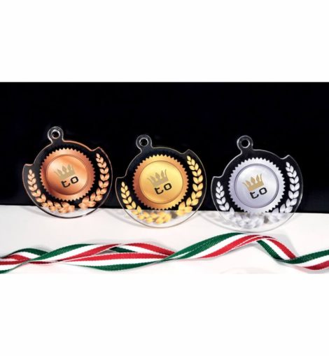 Medaglia acrilica personalizzata CA204 – disponibile in oro, argento e bronzo