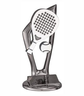 Trofeo Padel in resina color argento con personalizzazione
