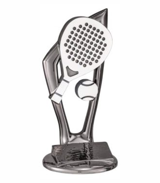 Trofeo Padel in resina color argento con personalizzazione